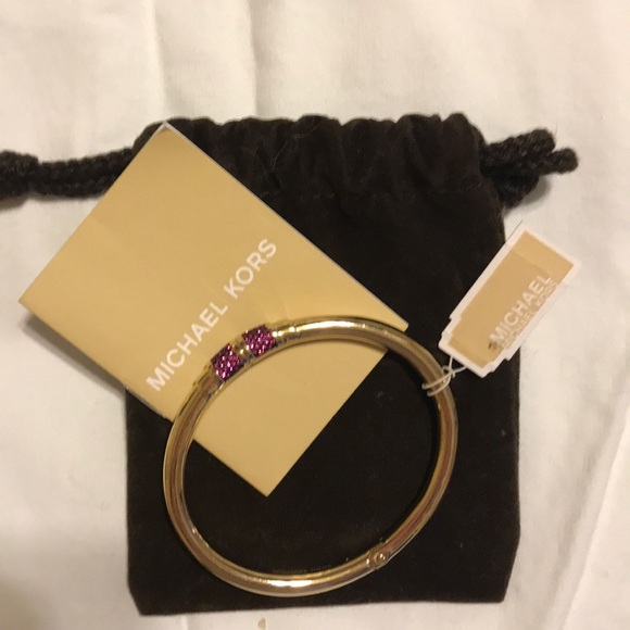 New MICHAEL KORS GOLD & Crystal hinged bracelet - Picture 1 of 7